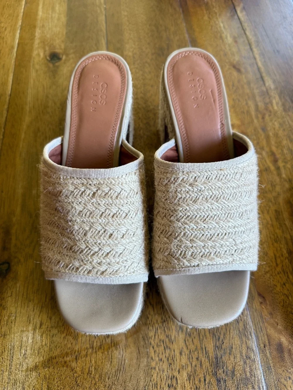 Asos Design Raffia Block Heel Mules | Size US 9